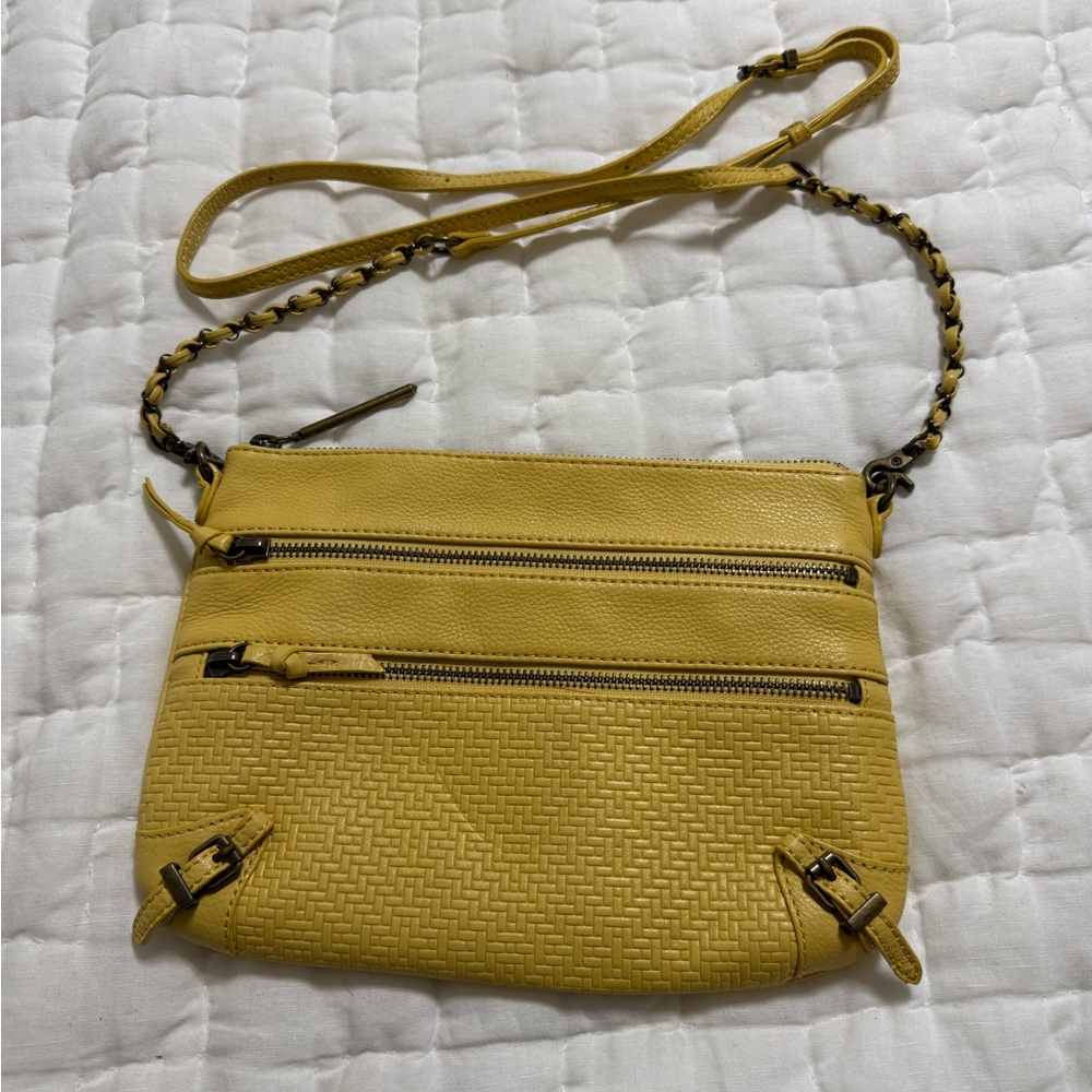 Elliott Lucca Yellow Woven Crossbody Bag - Stylish Everyday Shoulder Bag
